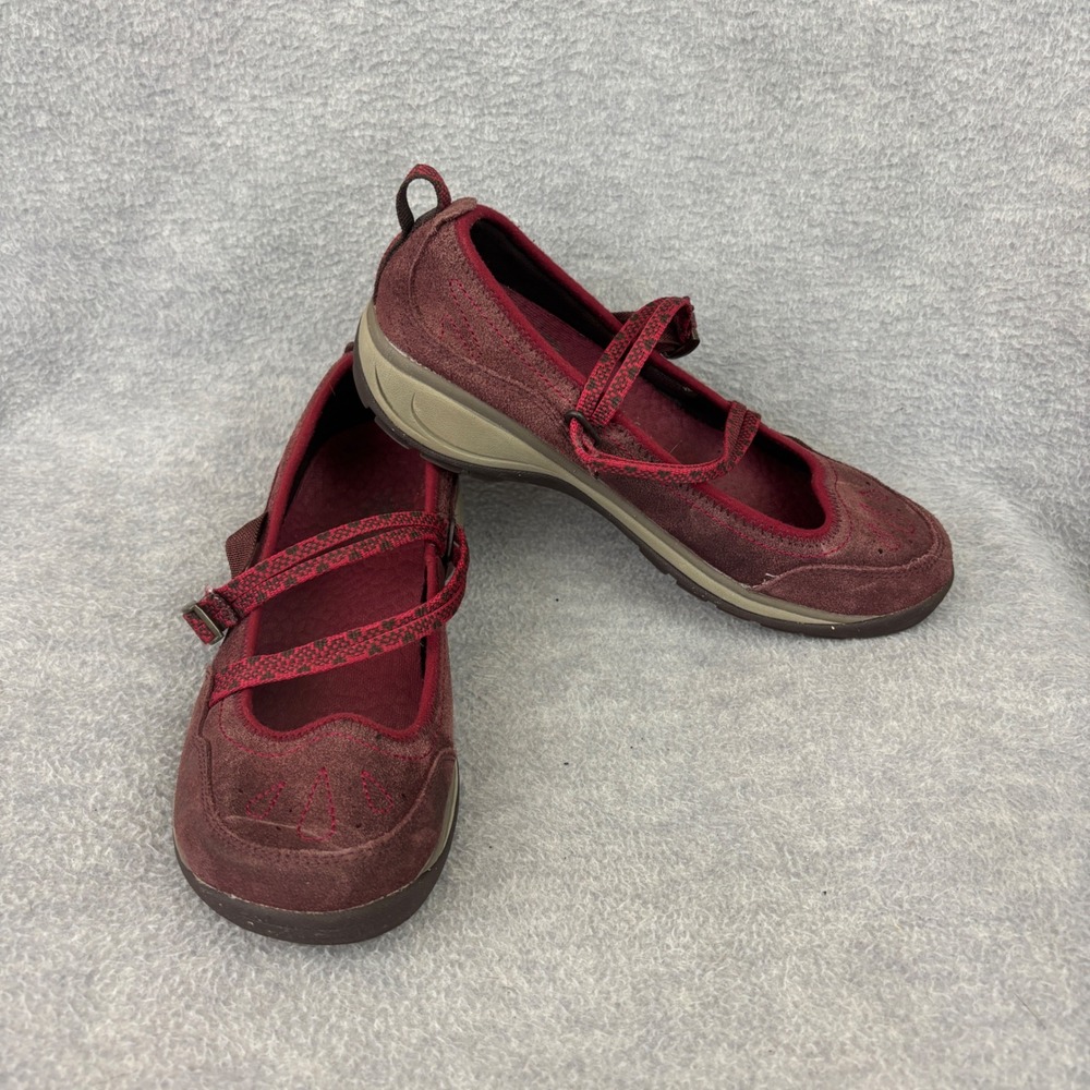 Chaco Mary Jane Women 9 Burgundy Suede Double Strap Comfort Flats Outdoor Shoes